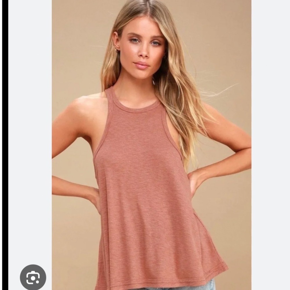 Free People Long Beach Ribbed Racerback Swing Tank Small‎ boho layered staple
